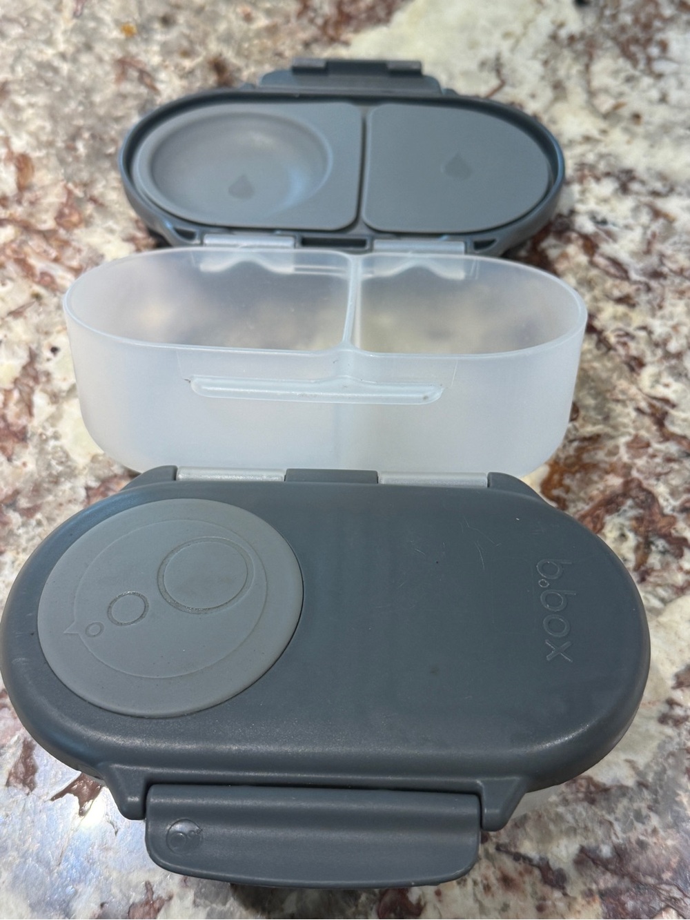 2 pack of B.Box Gray Snack Container for Kids - Multi-Compartment